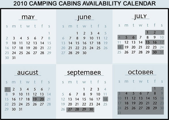 Camping Cabins Calendar