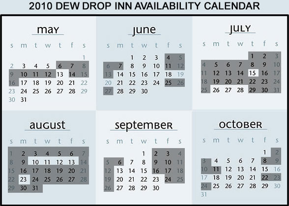 Dew Drop Inn Calendar